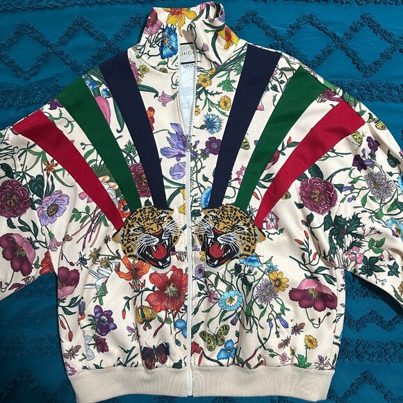 Gucci Chateau Marmont Floral Print Embroidered Track Jacket - Picture 1 of 9